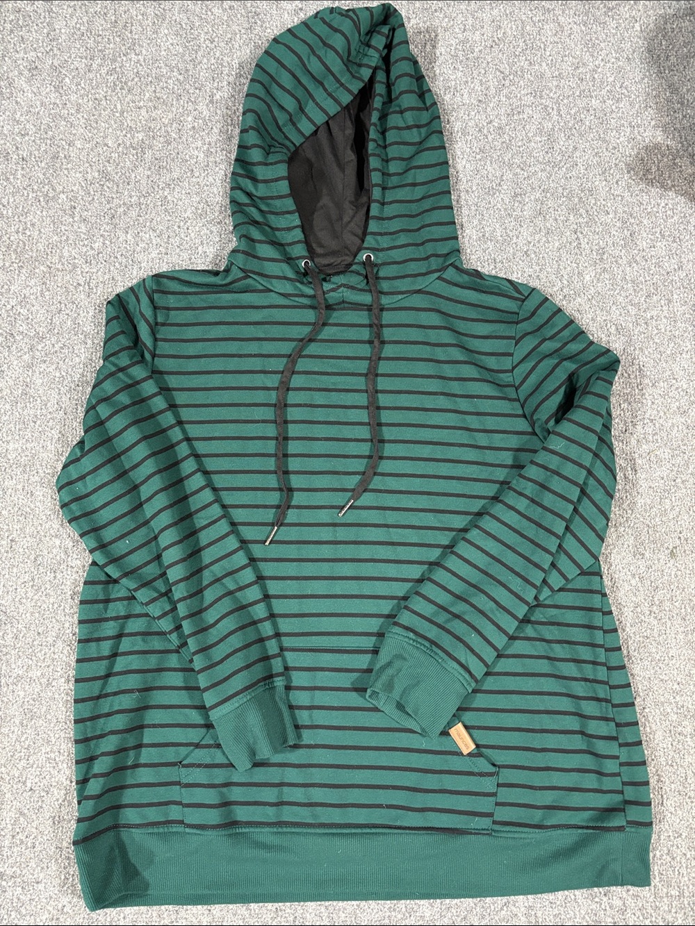 Maurices Green and Black Striped Hooded Sweatshirt